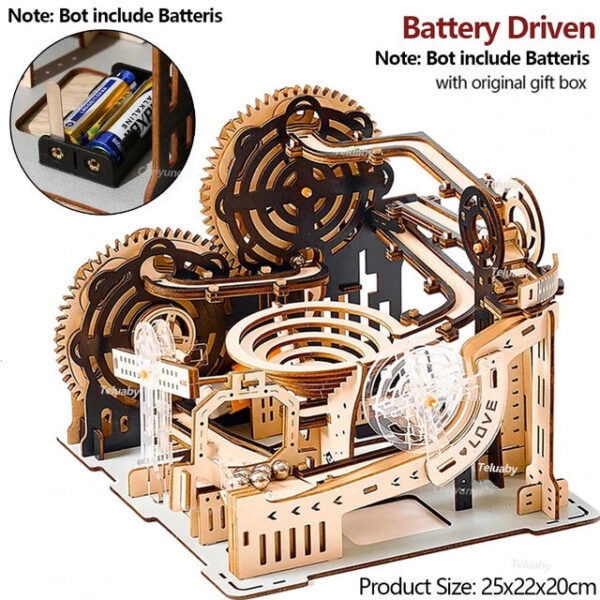 c77057bd5b2e9952 DIY Assemble 3D Wooden Puzzle Marble Run Set nical Model Building Kits for Adult Kids - STEAM Educational Toys and Gifts