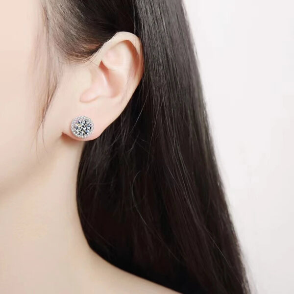 c77262eb1439a5c2 925 Sterling Silver 0.5/1/2 Carat Moissanite Round Earrings Engagement Wedding Daily Work Party Travel Luxurious Gift For Women