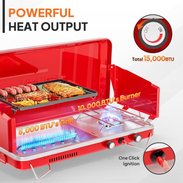 c77ea158fc744f0e ROVSUN 2-in-1 Portable Camping Stove with Grill