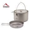 Widesea Camping Tableware Titanium Cookware Set Tourism Cauldron Outdoor Cooking Pot Frying Pan Picnic Kitchen Hiking Trekking