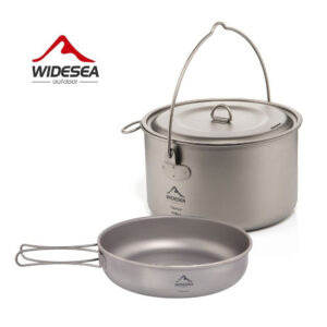 c781716fa6d40786 Widesea Camping Tableware Titanium Cookware Set Tourism Cauldron Outdoor Cooking Pot Frying Pan Picnic Kitchen Hiking Trekking