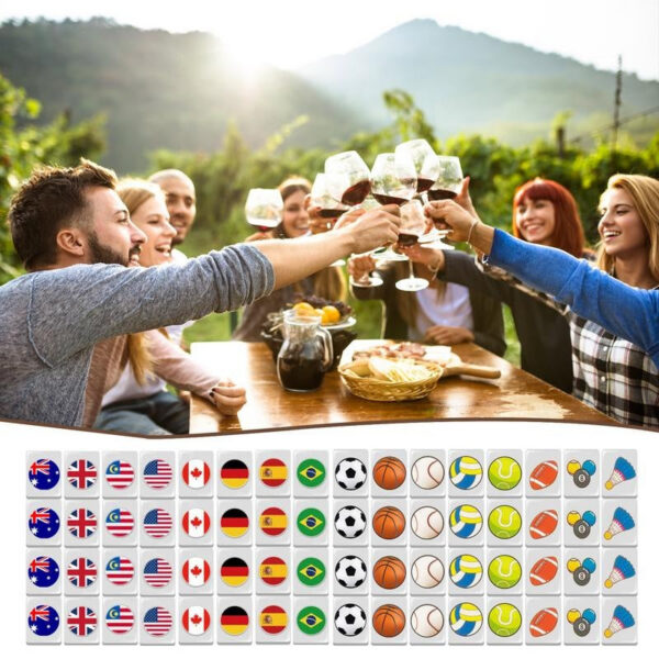 c783533551011810 Mahjong Set Flag Board with Unique Pattern Tiles Parent Child Game for Family Party Adults Children Kids