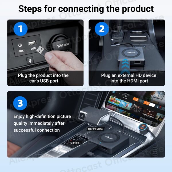 c786dca758f14393 OTTOCAST Car TV Mate Max C4 for HDMI Multimedia Adapter Wireless CarPlay Android Auto Box Video Converter for TV Sticks
