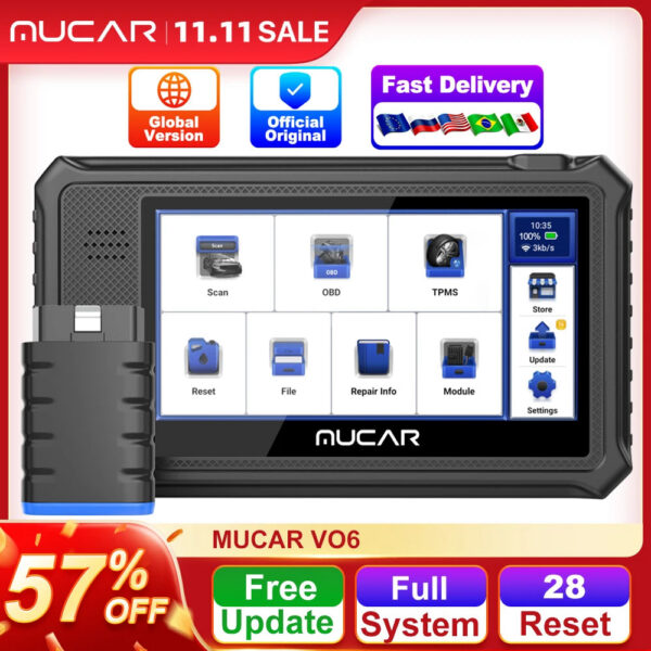 MUCAR VO6 Professional Car Diagnostics Tools Full System 28 Reset ECU Coding Bidirectional Test Erase Error Code OBD2 Scanner