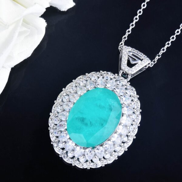 c790fa355d401e2d Brazil Tourmaline Vintage Lake Blue Paraiba Egg-shaped Large Lab Diamond Sweater Necklace Chokers Gifts