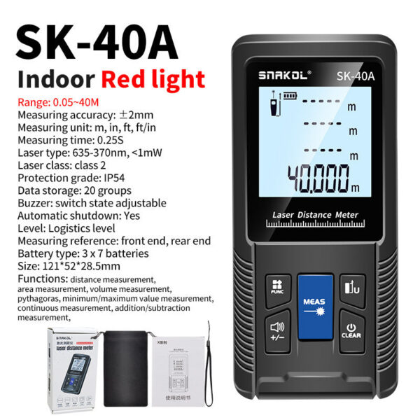 Snakol Tape Measure 120M Green Laser Distance Meter High Accuracy Roulette Multiple Measurement Functions Electronic Ruler