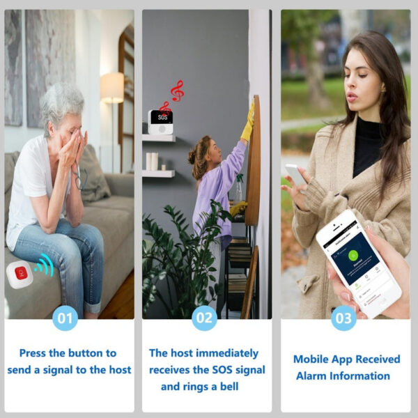 Wireless WiFi Caregiver Pager Call Button Emergency SOS Medical Alert System for Seniors Patients Elderly At Home