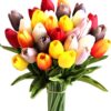 Mandy's 20pcs Red Artificial Tulip Silk Fake Flowers 13.5" for Mother's Day Easter Valentine’s Day Gifts in Bulk Home Kitchen Wedding Decorations