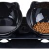 c7dda71b5cc0bea2 Cat Food Bowls Elevated Cat Bowls Tilted 15° Plastic Cat Dishes Double Raised Cat Bowl with Non-Slip Rubber Base Stand for Cats (Black)