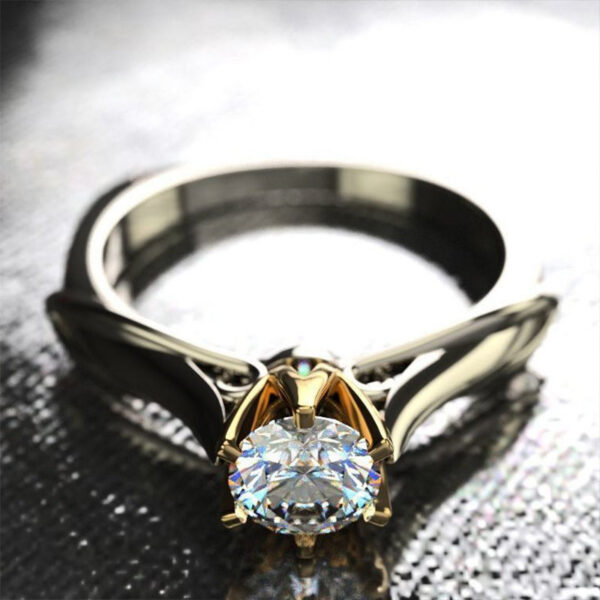 c7f6b55c2ebe6200 Electroplated Gold Women's Zircon Imitated Mossani Ring With Gemstone Beautiful Jewelry Couple Wedding Accessories New