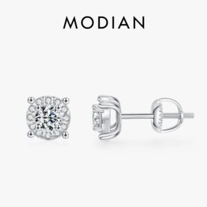 c7f747128e7776ae MODIAN D Color Moissanite Stud Earrings Round Cut Lab Created Diamond 925 Sterling Silver Silver Bridal Jewelry For Women Gifts