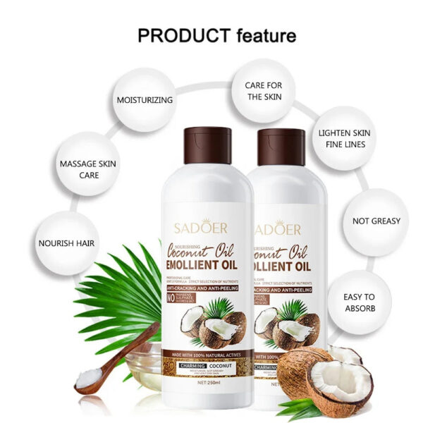 c7f831f8465a5047 250ml Coconut Sooth Dry Skin Lighten Fine Lines Face Massage Oil Nourishes Hair Removes Frizz Hair Care Oil Firming Body Oil