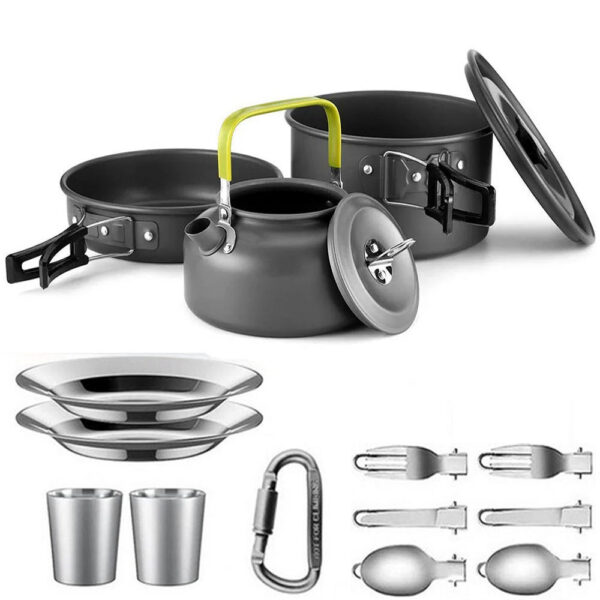 Cooking set Camping Cookware Travel Tableware Outdoor Picnic Set Teapot For 2-3 Peaple Non-stick pots assorted sets