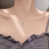 c802b8ecf221c4b5 Sterling Sier Star Necklace Woman Sexy Clavicle Chain Flashing Diamond Moon Pendant Gift For Friends High Jewelry