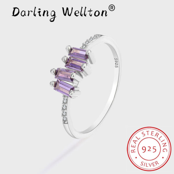c804adcf48232df9 NEW Trend Amethyst Rectangle Couple Rings For Women Purple Full Diamond Original Sterling S Sier Anniversary Gift Jewelry