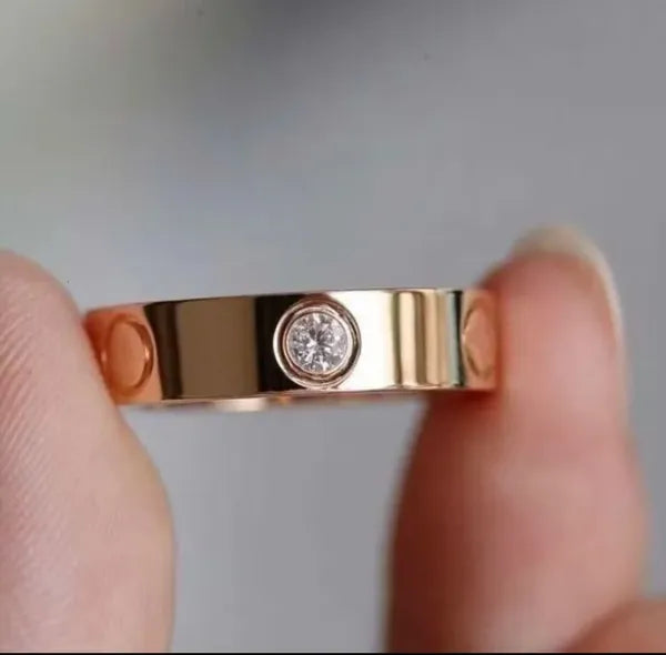Original Engrave4 5 6mm Diamond Love Ring Gold Sier Rose 316L Stainless Steel Rings Woman Man Lover Wedding Jewelry Lady Party 6 7 8 9 10 11