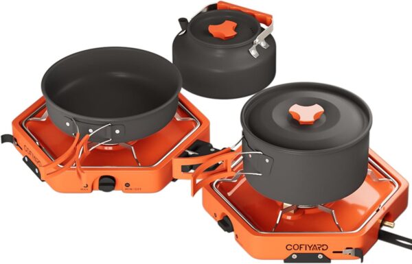c8077abca21cea56 Propane 2 Burner Camping Stove with Carrying Bag, Portable Folding Gas Stove for Camping, Backpacking Camp Stove for Outdoor Cooking, With 17,000 BTU Adjustable Burners for BBQ, Tailgating