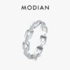 Modian Fashion Geometric Clear CZ Ring Real 925 Sterling Silver Exquisite Stackable Finger Rings For Women Statement Jewelry