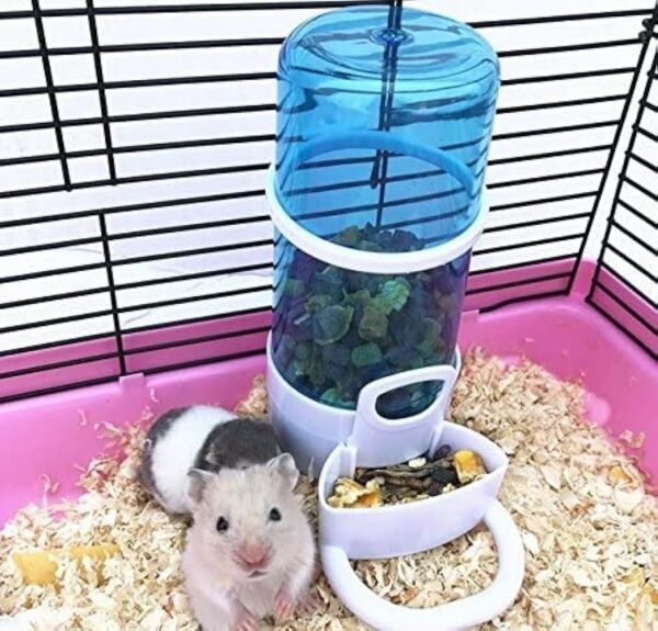 c81e98196e43055b Pet Feeder Automatic,Bird Hamster Small Animal Feeder, Automatic Feeding Device Dispenser for Hamster Bird Pigeon Parrots Mini Hedgehog with Holder (5.90x2.83x6.10in)