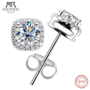 c8259d00d7cda771 AnuJewel 5mm 1cttw D Color Moissanite Diamond 925 Sterling Silver Stud Earrings For Woman Fine Jewelry Wholesale