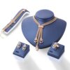 c826687a5ccb02e2 4Pcs Set Rings Necklace Earrings Bracelet High Performance Golden Jewelry For Women