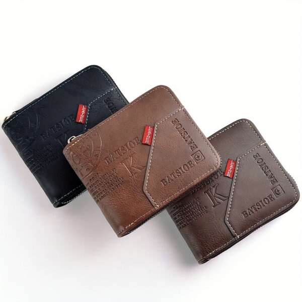 c82ef2dd3babad28 Men's Wallet Made of PU Wax Oil Skin for Men Short Male Card Holder Wallets Zipper Around Money Coin Purse