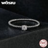 c831d2e6f29f4df6 WOSTU Simple Round Moissanite Beads Ring Women Sterling Sier Diamond Cut Stackable Rings Girl Party Engagement Band Gift