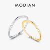 MODIAN 925 Sterling Silver Simple Geometric Line Twisted Ring Trendy Stackable Gold Color Fine Jewelry For Women Party Gifts