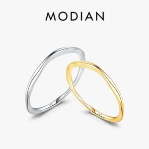 MODIAN 925 Sterling Silver Simple Geometric Line Twisted Ring Trendy Stackable Gold Color Fine Jewelry For Women Party Gifts