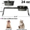 Y YHY Ceramic Raised Pet Bowls 12 oz Capacity 2.75” Height Sturdy Metal Stand, Grey