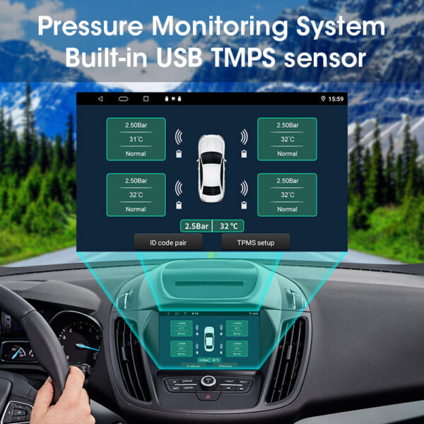 c8421c985f61bb36 J USB Android TPMS Tire Pressure Monitoring Display Alarm System Internal External 5 Sensors For Car Navigation Radio