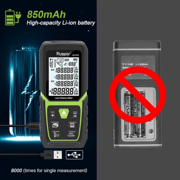Huepar Rangefinder Distance Meter 50M 100M 120M Trena Laser Tape Range Finder Build Measure Device Ruler Test Tool