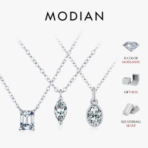 c85d67b5e5e9f9c2 MODIAN 6 Styles D Color Geometric Moissanite Necklaces 925 Sterling Silver Dazzling Pendant Necklace For Women Fine Jewelry