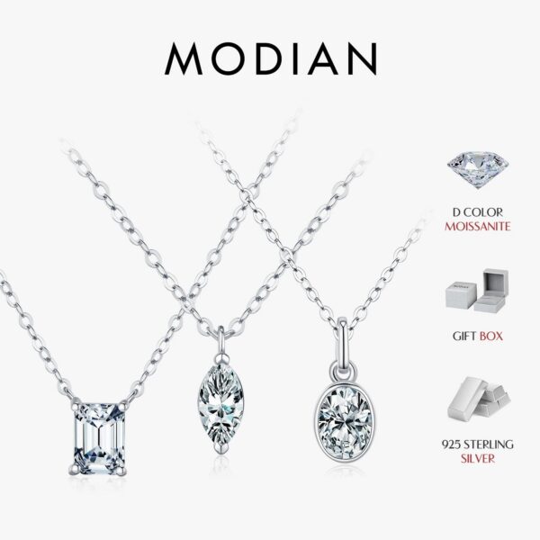 c85d67b5e5e9f9c2 MODIAN 6 Styles D Color Geometric Moissanite Necklaces 925 Sterling Silver Dazzling Pendant Necklace For Women Fine Jewelry