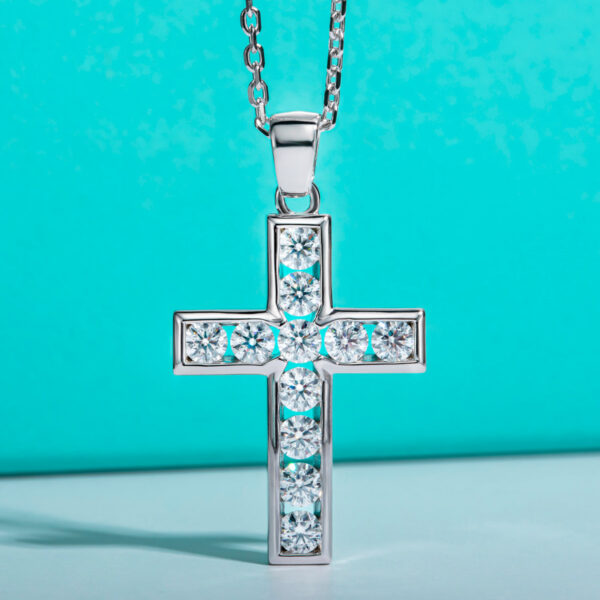 AnuJewel 3.5MM 2.2cttw D Color Moissanite Diamond Cross Pendant Necklace Sterling Sier Fine Jewelry Gifts Wholesale
