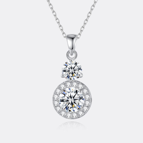 c87ab2a885f6c0db SP-LAM 2PCS Moissanite 5mm And 6.5mm 1.5CT D Color Diamond Gemstone Pendant Sterling Sier Chain Necklace Women Jewelry