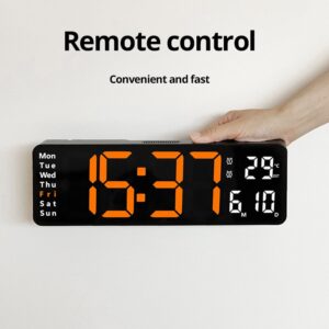13/16 Inches Large LED Digital Wall ,Wall Mounted Remote Control Temperature Date Week Display Timer Dual Alarm Clock