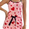 c886ef00e2177b3a SweatyRocks Women's Summer Strawberry Print Cami Top and Shorts Sleepwear Pamas Set