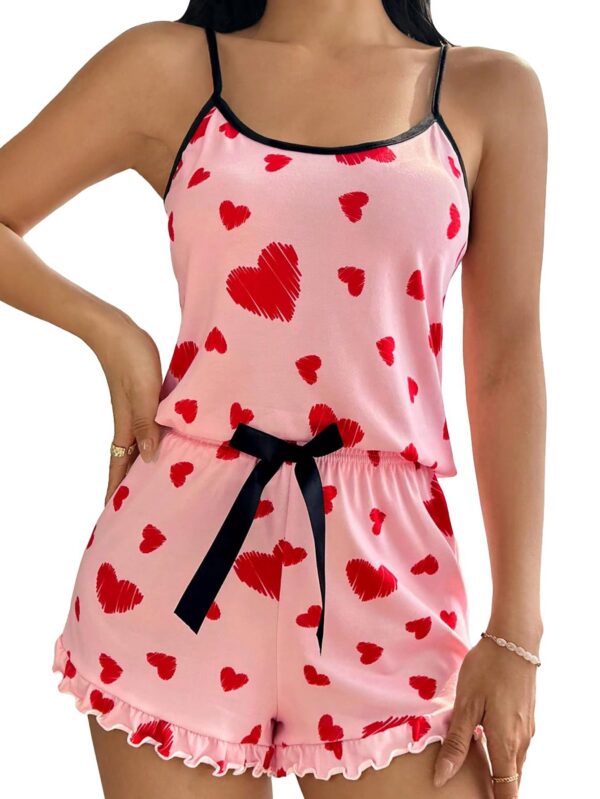 c886ef00e2177b3a SweatyRocks Women's Summer Strawberry Print Cami Top and Shorts Sleepwear Pamas Set
