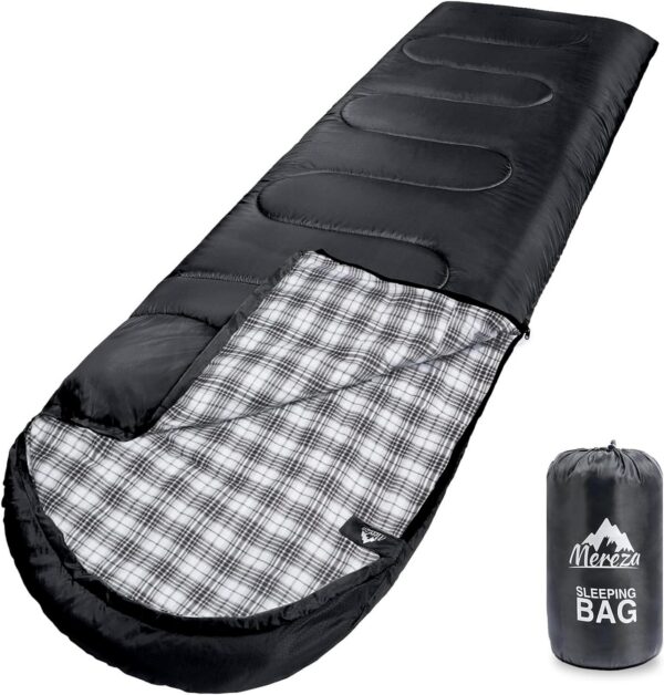 c8894bde47f43965 MEREZA Flannel Sleeping Bag for Adults XL, Large Wide Sleeping Bags for Camping Mens Warm Cotton Sleeping Bag 4 Season Warm & Cool Weather