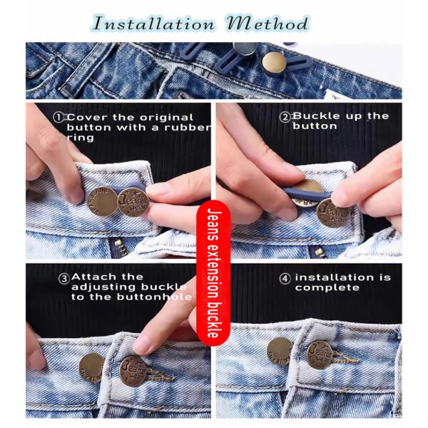 c896dd46606f7e78 5pcs Metal Extender Perfect To Any Pants Free Sewing Retractable Jeans Waist Button Extended Buckles Fixing Kit