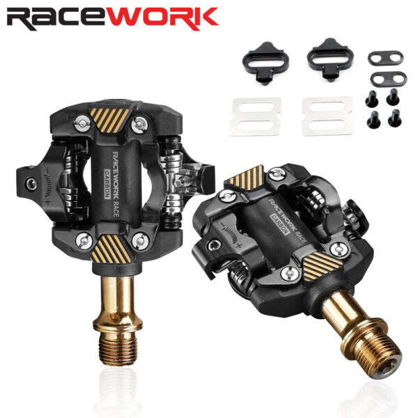 c89771e9908cd060 RACEWORK MTB Pedal Self-Locking SPD Pedals Mountain Bike Cleats Bearing Footrest Bicycele Parts