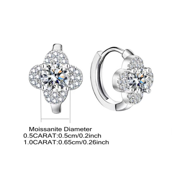 925 Sterling Silver 0.5/1 Carat Moissanite Clover Earrings Stylish Design Sense High-End Light Luxury Niche Leisure Send Girlfri