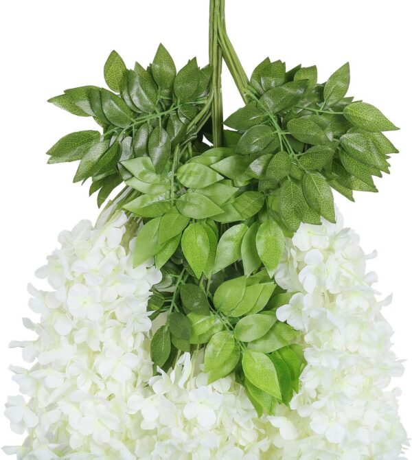 U'Artlines 24 Pack (Total 86.4 Feet) Artificial Fake Wisteria Vine Rattan Hanging Garland Silk Flowers String Home Party Wedding Decor (24, White)