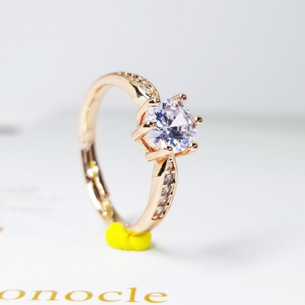 c8b031ebf42355a9 Korean Fashion OL Six Prong Diamond Ring Couple Copper Plated Sier Micro Inlaid Hearts and Arrows Marriage Proposal Jewelry