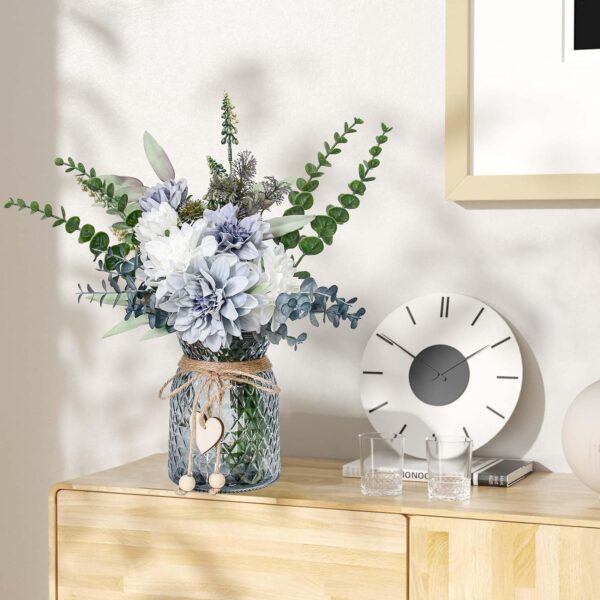 Faux Flowers in Vase,Artificial Flowers in Vase,Table Centerpieces for Dining Room,Flower Centerpieces for Tables,Fake Flowers with Vase,Kitchen Table Decor,Coffee Table Decor