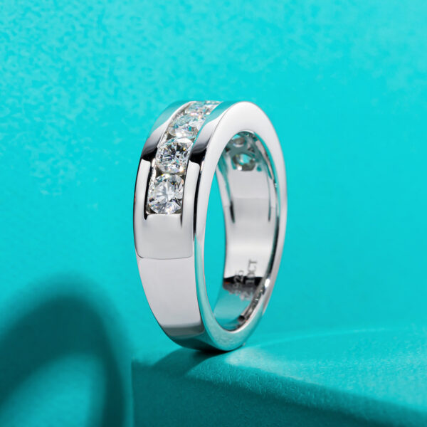AnuJewel 4mm Moissanite Wedding Sterling Sier Lab Created Diamond Band Men Women Ring Customized Jewelry
