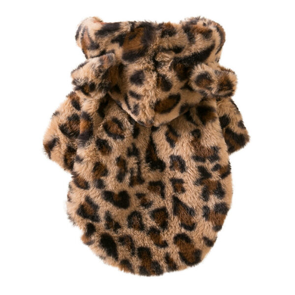 Winter Pet Clothes Warm Fleece Hoodie Leopard Dog Coat Jacket French Bulldog Clothing for Small Dogs Pets Costumes