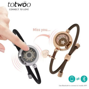 c8dc7513f94ab39b totwoo Long Distance touch Light up&Vibrate Bracelets for Couples, Long Distance Relationship Gifts Smart Sun&Moon Love Bracelet