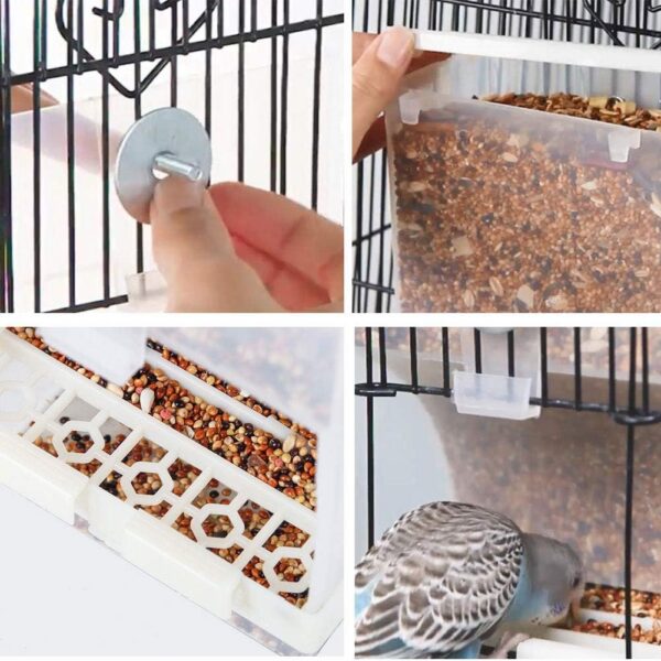 Parrot Automatic Feeder,No-Mess Bird Feeder,Cage Accessories for Budgerigar Canary Cockatiel Finch Parakeet Seed Food Container by Old Tjikko (Screw-Fixed Bird Feeder)